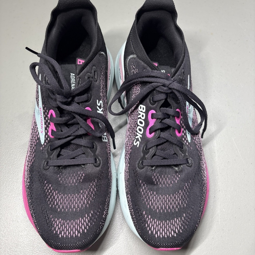 Brooks Adrenaline GTS 25 Running Shoes Black Pink Teal Sneaker Womens Size 10